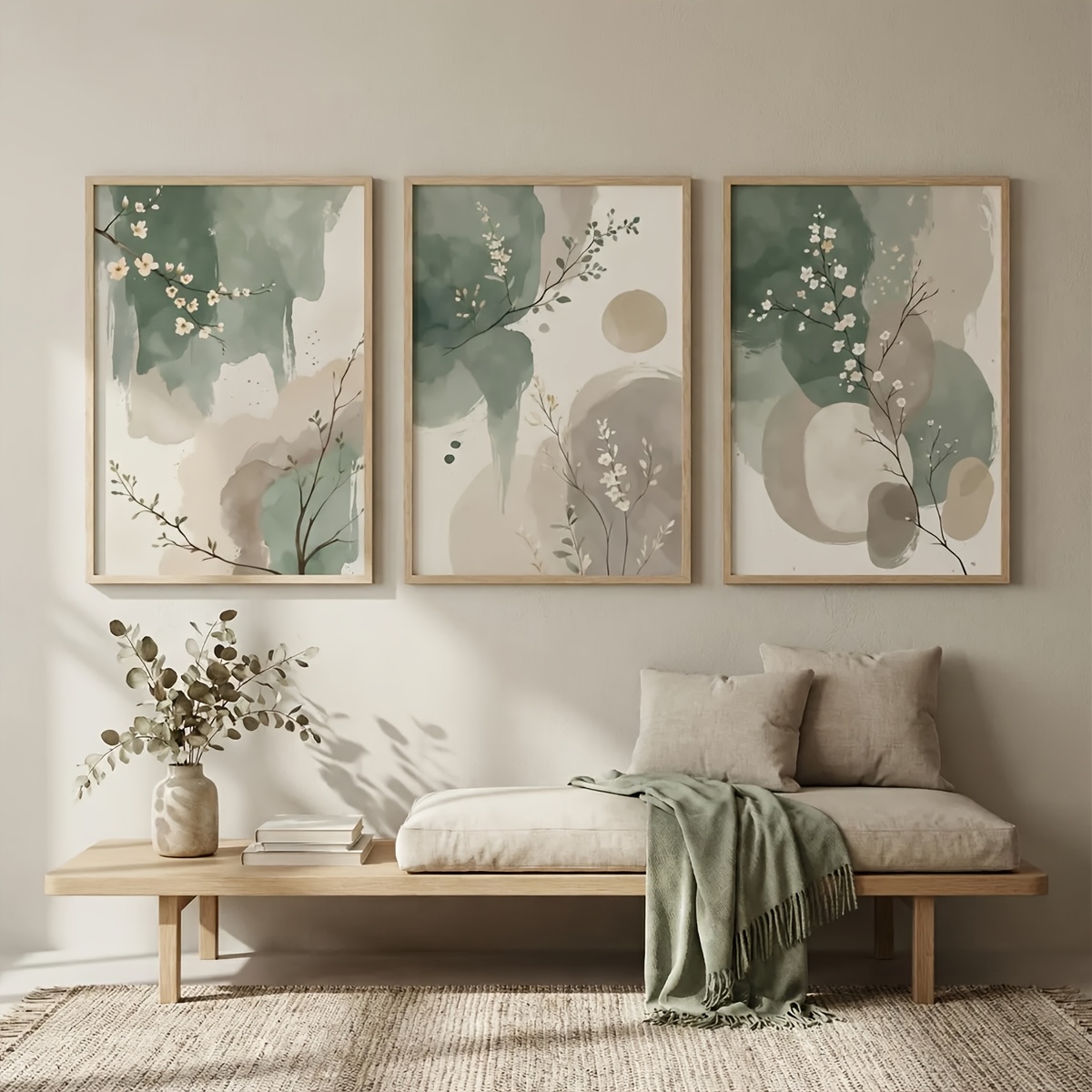 Home Office Image - 3pcs Japanese-Style Plant Canvas Wall Art