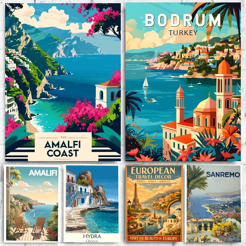 Home Office With View - Landscape Mediterranean Sea View Poster High-quality