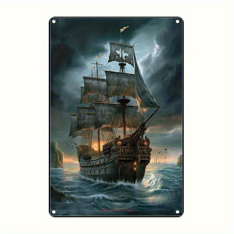 Home Office Kitchen - Vintage Nautical Sailing Ship Metal Wall