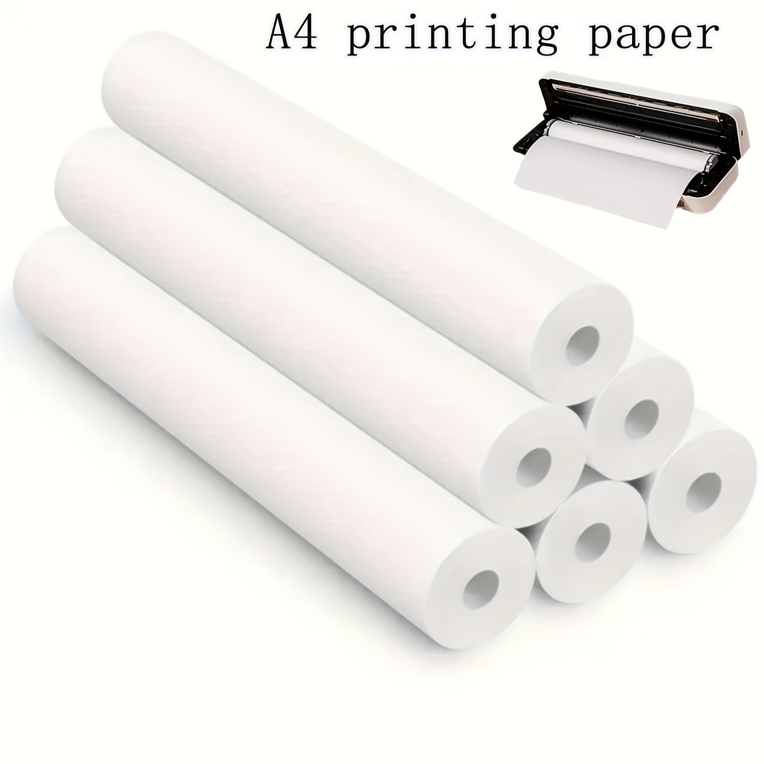 Home Office Printer - 4/8 Rolls A4 Quick-Dry Thermal Paper,