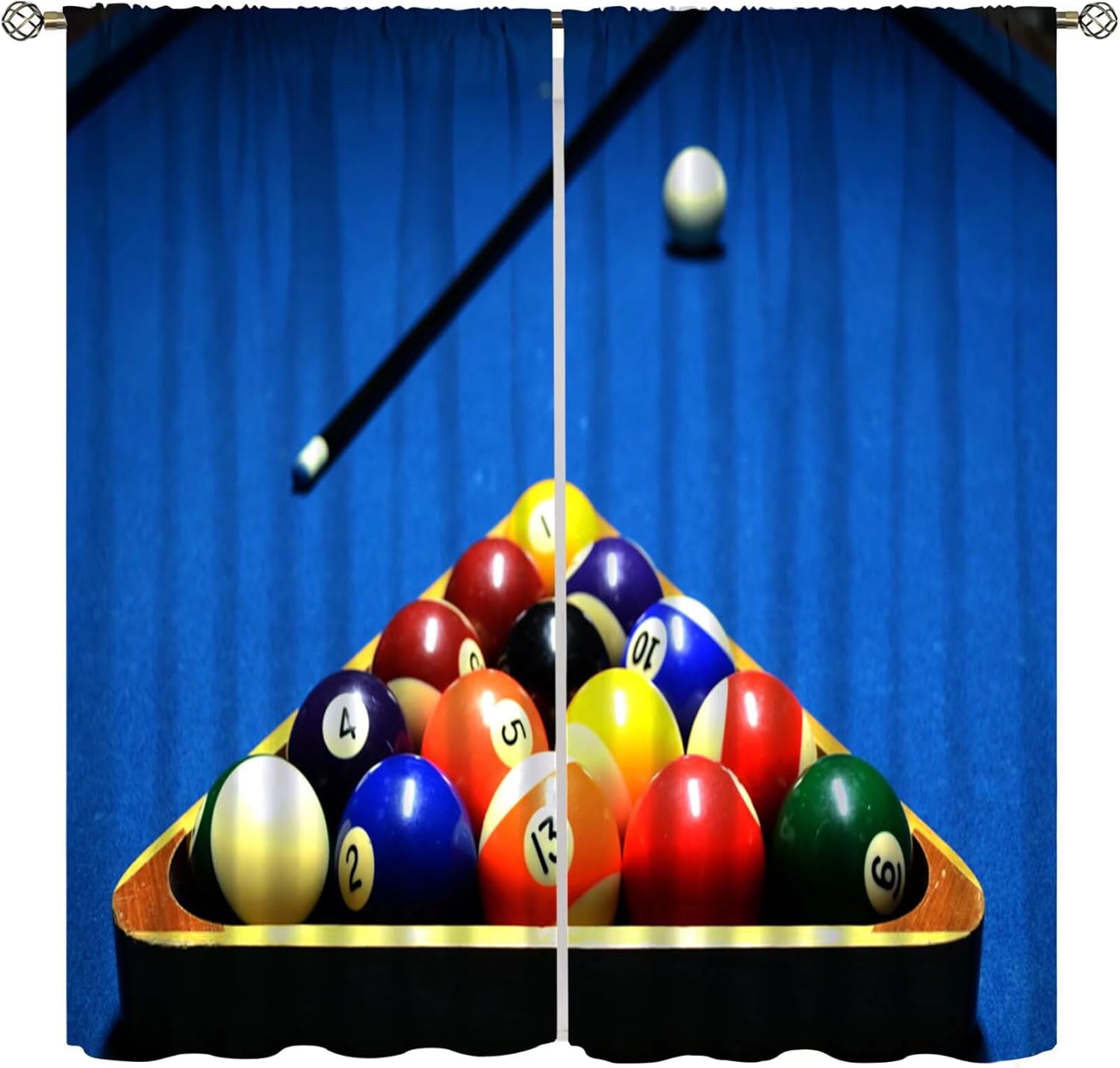 Home Office With View - Billiard Sports Curtains, High Angle View