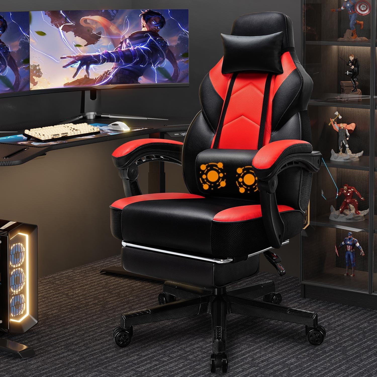 Home Office Image - Gaming Chair with Footrest, Massage Lumbar