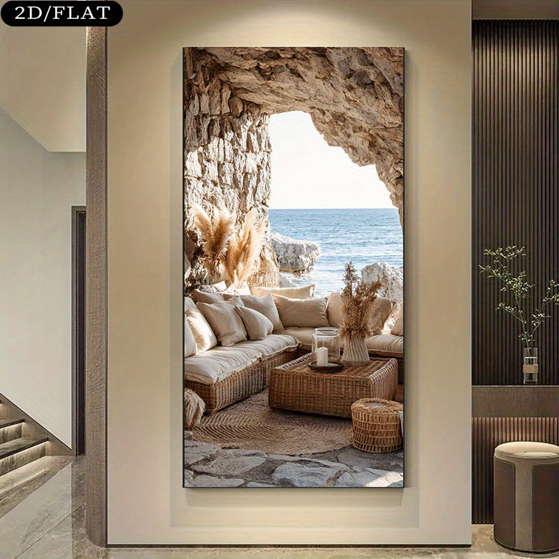 Home Office With View - Extra Large Coastal Beach Cave Ocean