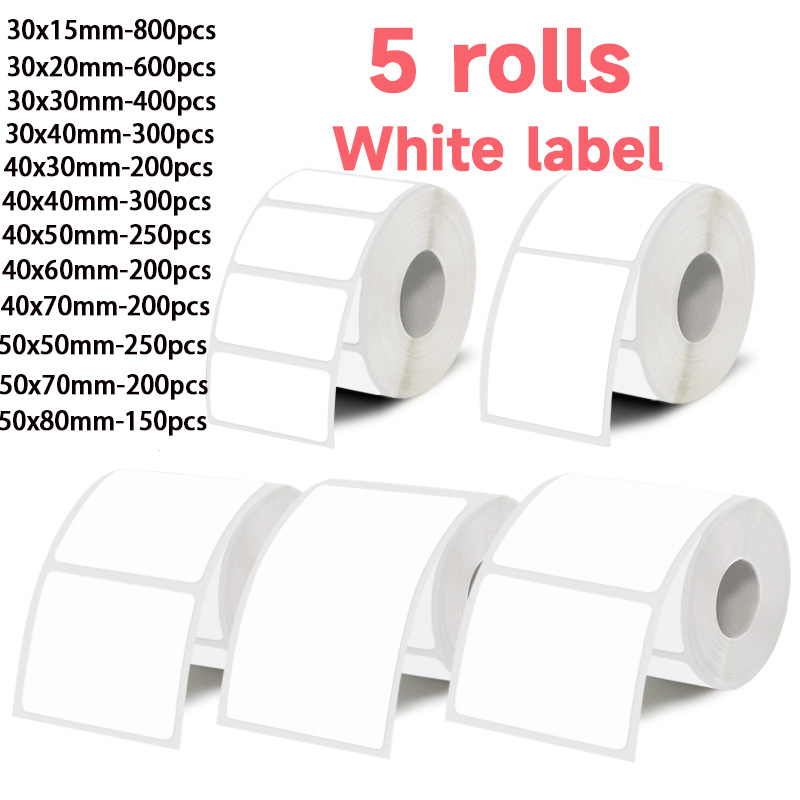 Home Office Printer - 5 Rolls of White Label Stickers,