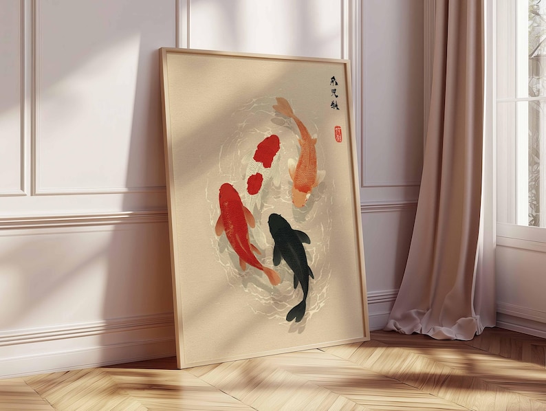 1pc Japanese Koi Fish Poster,  - Home Office Japandi recension och pris
