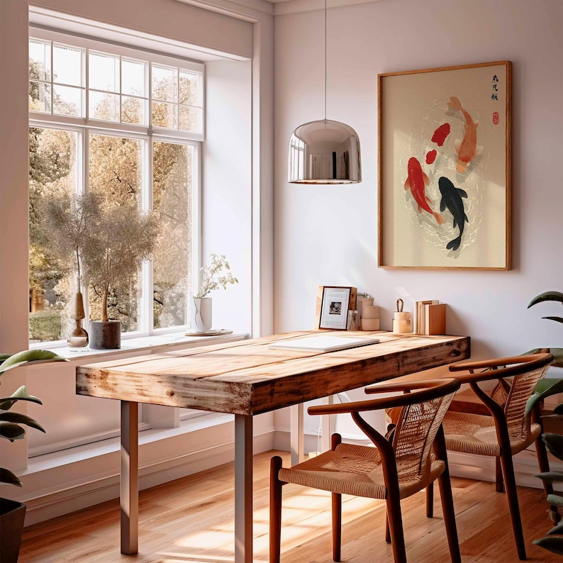 1pc Japanese Koi Fish Poster,  - Home Office Japandi recension och pris