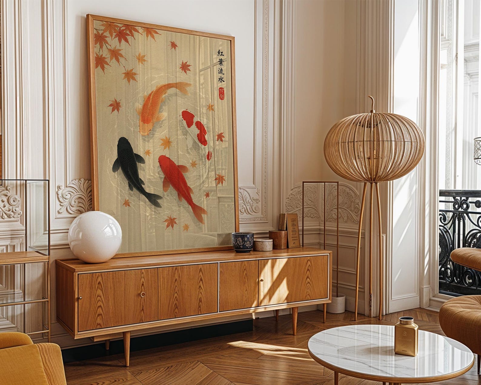 Japanese Autumn Leave Koi Fish - Home Office Japandi recension och pris