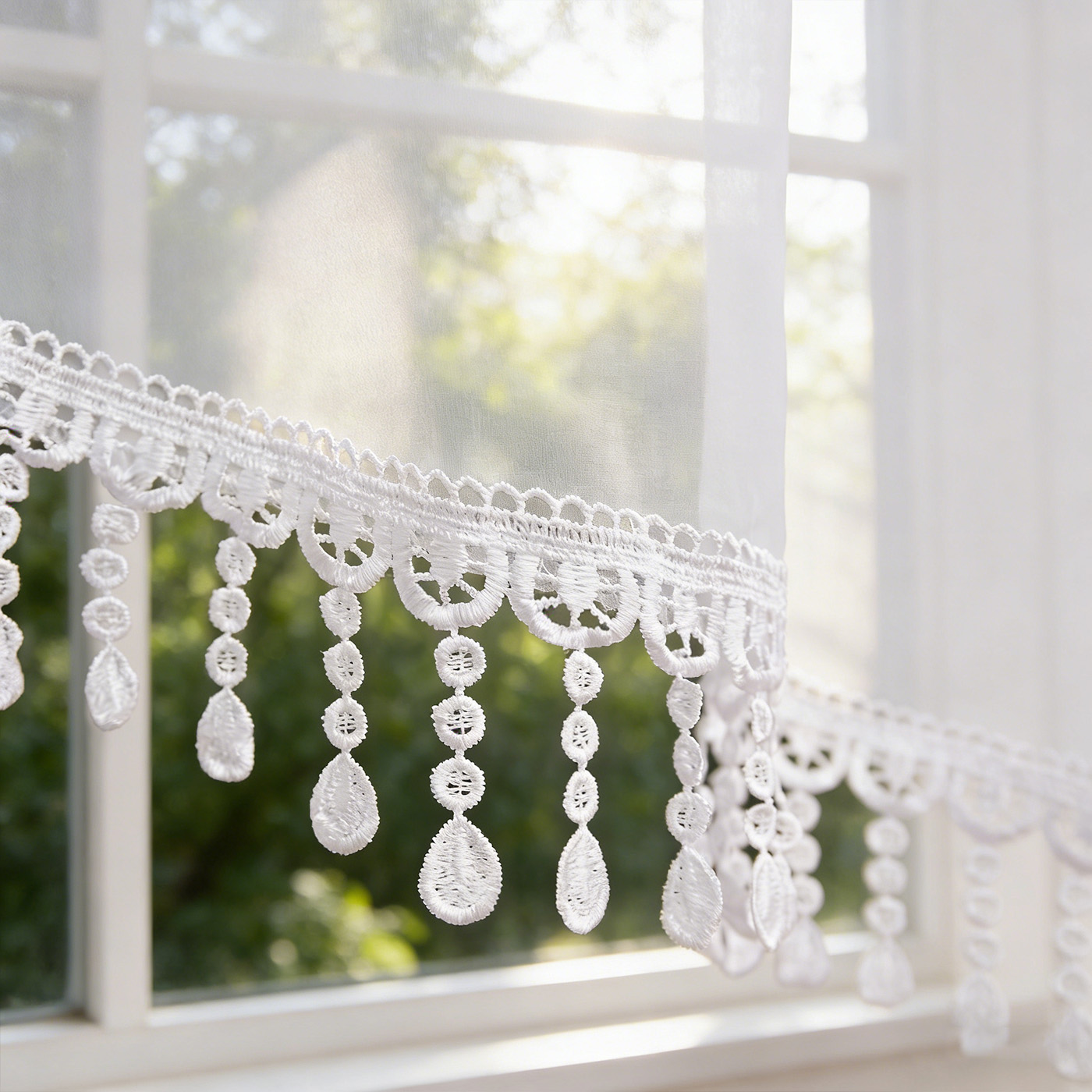 2PCS White Lace Beaded Tassel  - Home Office Kitchen recension och pris