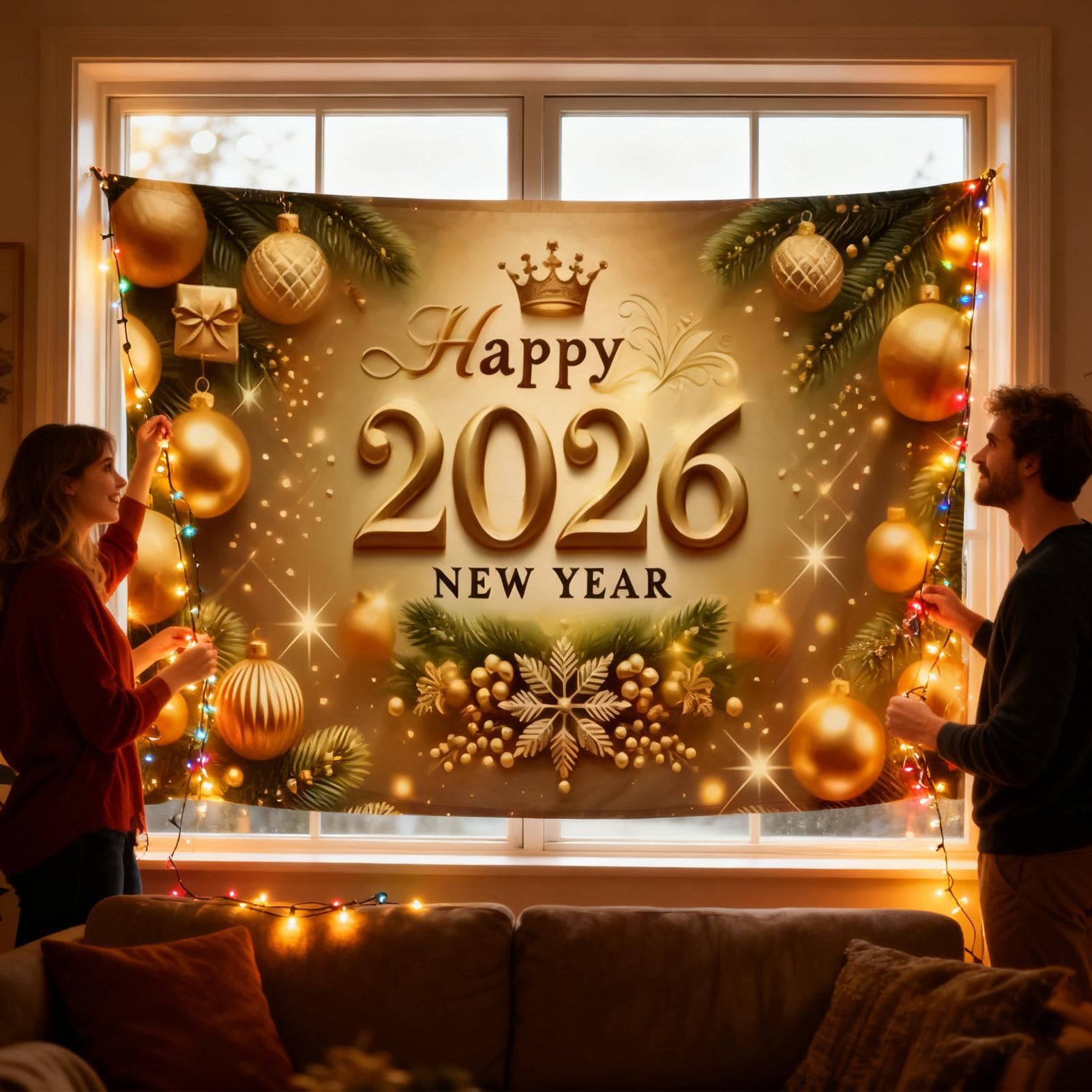 Happy New Year Banner 7x5 Ft 2 - Home Office Holidays 2026 recension och pris