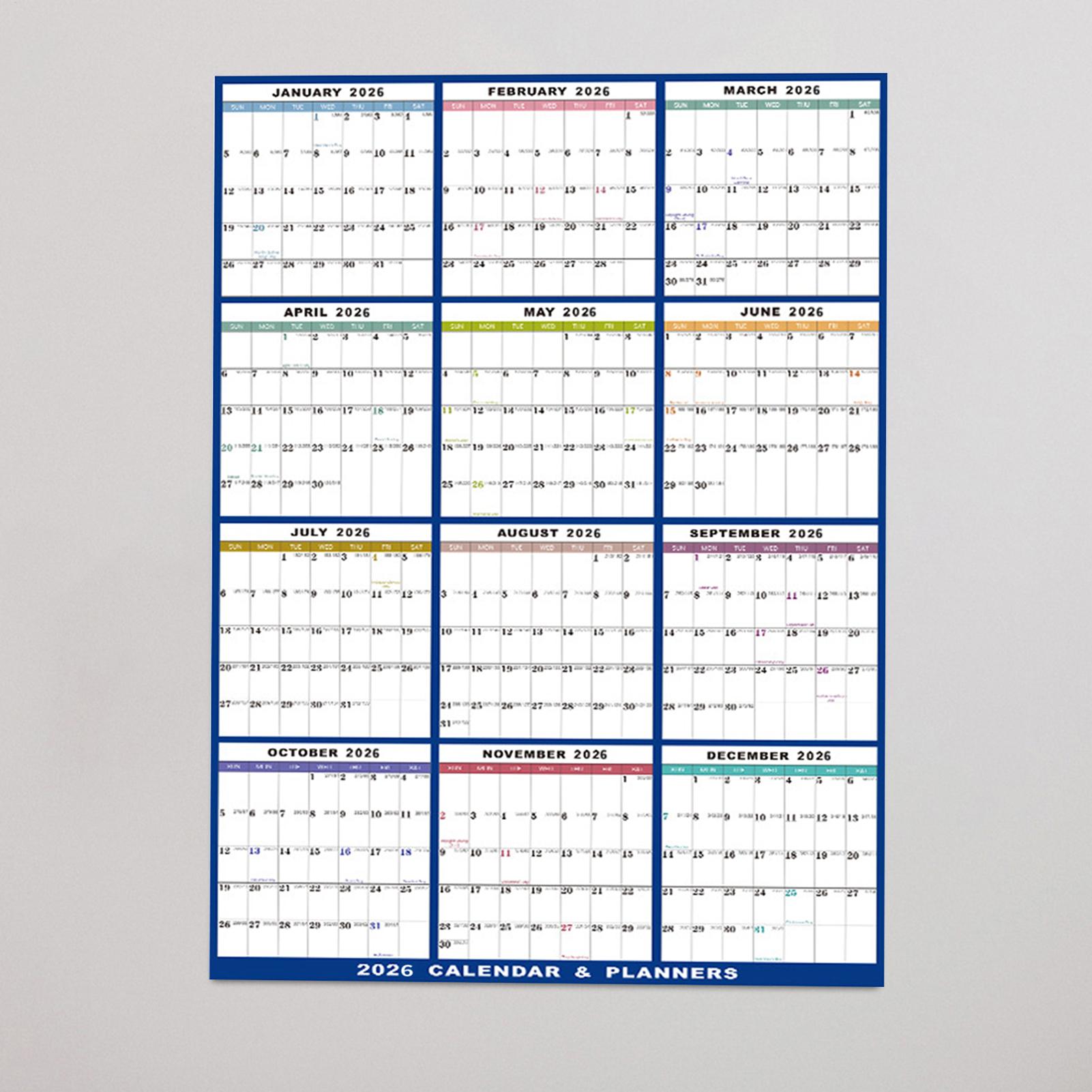 Large Erasable 2026 Wall Calen - Home Office Holidays 2026 recension och pris