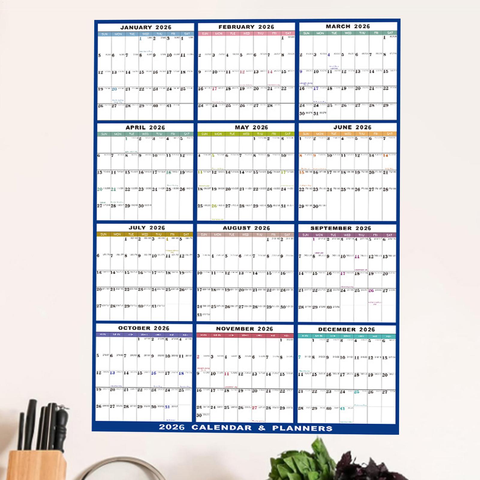 Large Erasable 2026 Wall Calen - Home Office Holidays 2026 recension och pris
