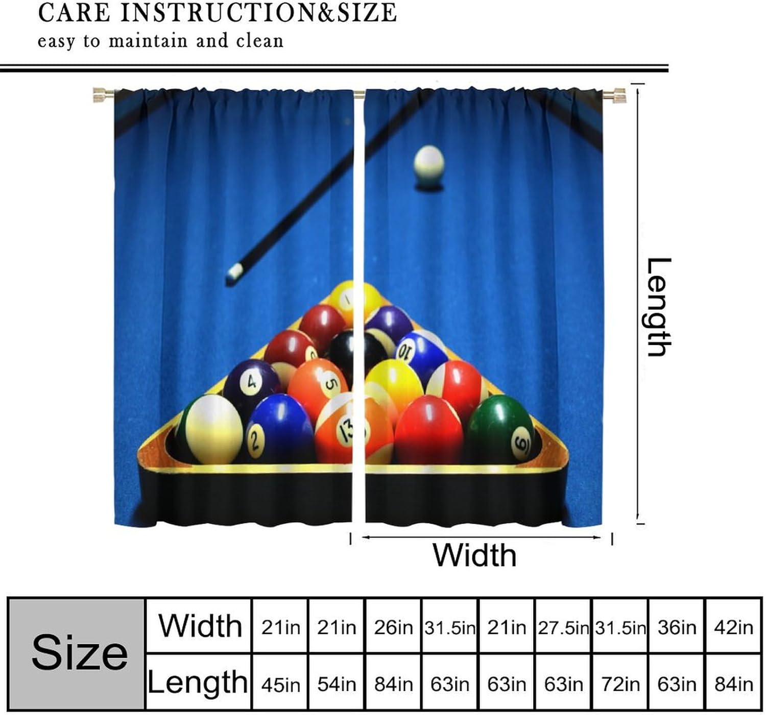 Billiard Sports Curtains, High - Home Office With View recension och pris