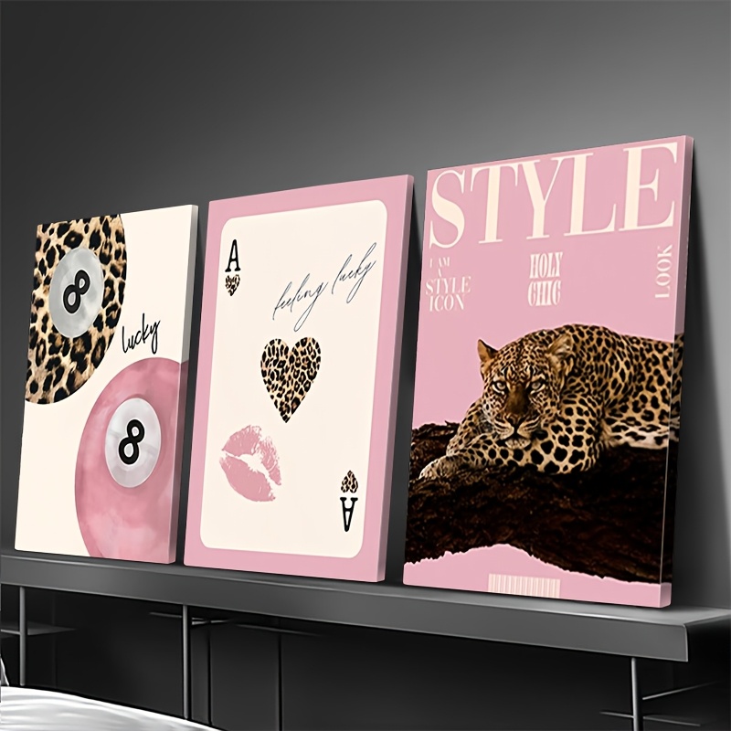 3pcs Leopard Cheetah Canvas Wa - Home Office Image recension och pris