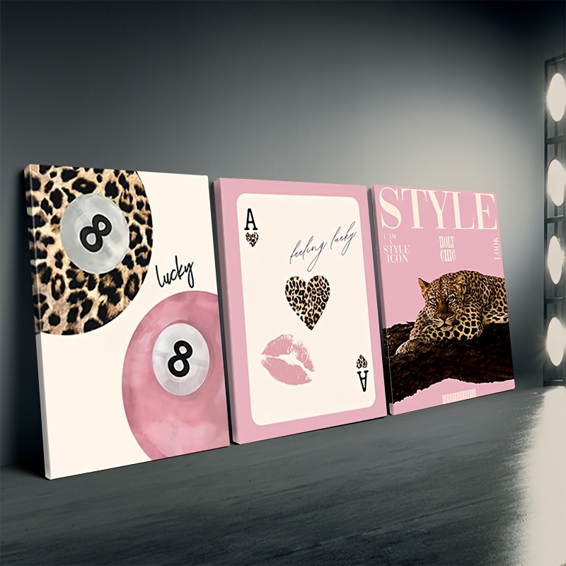3pcs Leopard Cheetah Canvas Wa - Home Office Image recension och pris