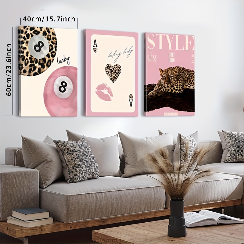 3pcs Leopard Cheetah Canvas Wa - Home Office Image recension och pris