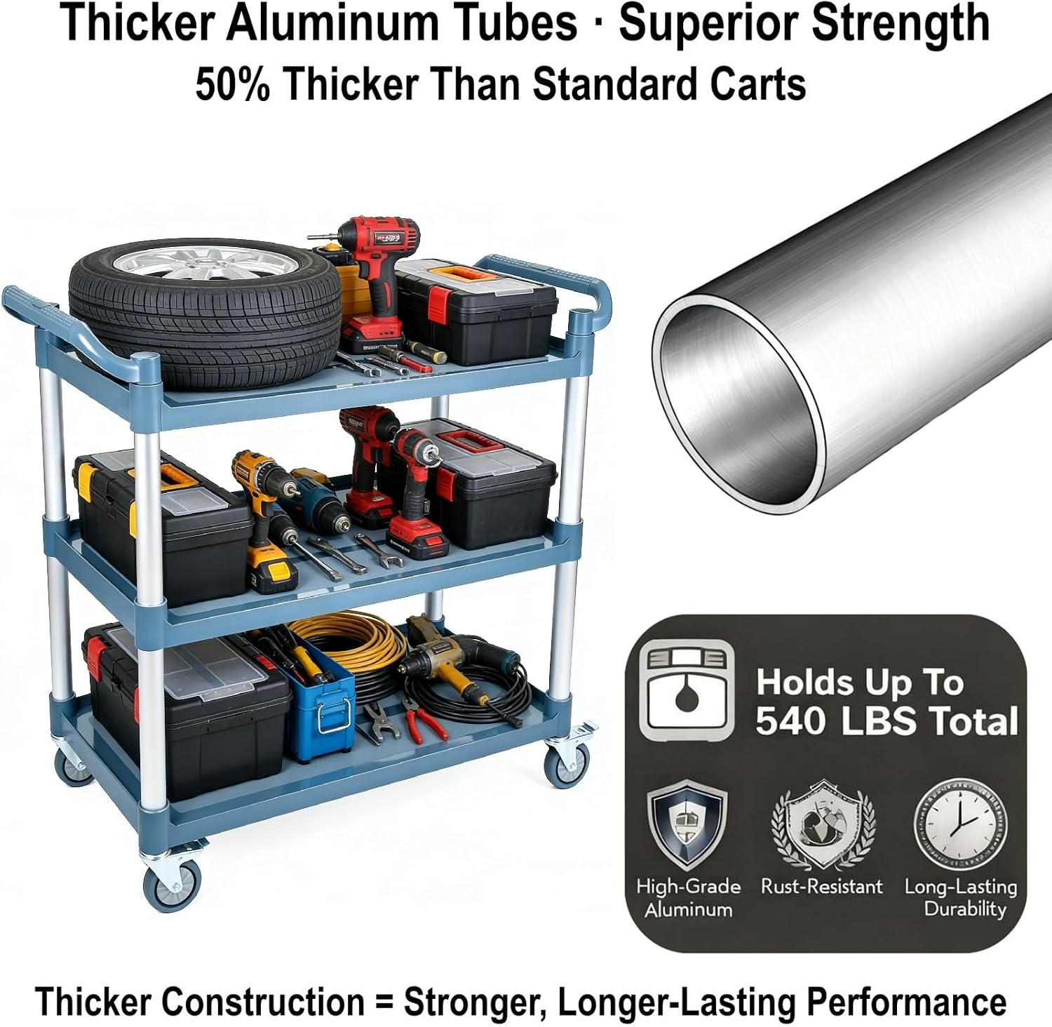 3-Tier Rolling Utility Service - Home Office Kitchen recension och pris