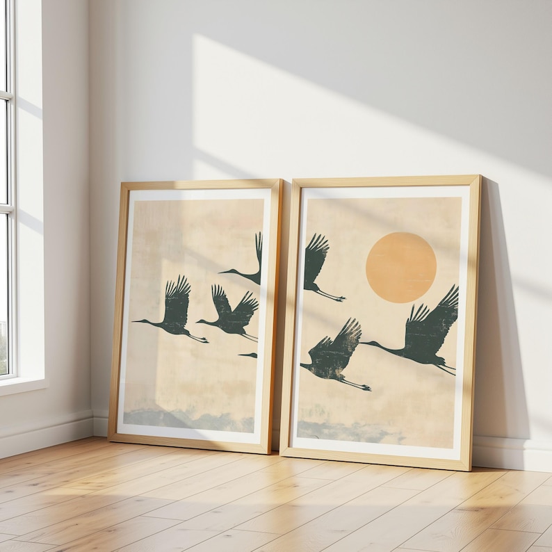 2pcs Japandi Flying Cranes Wal - Home Office Japandi recension och pris
