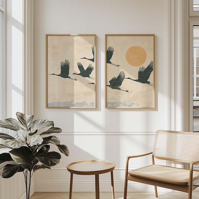 2pcs Japandi Flying Cranes Wal - Home Office Japandi recension och pris