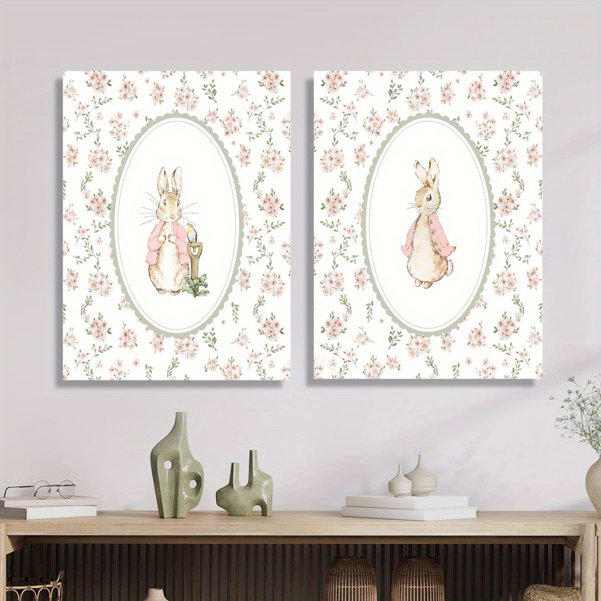 2pcs Retro Easter Rabbit Canva - Home Office Image recension och pris