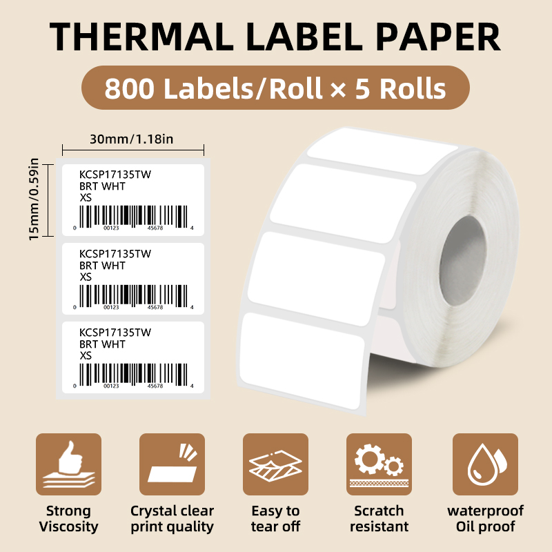 5 Rolls of White Label Sticker - Home Office Printer recension och pris