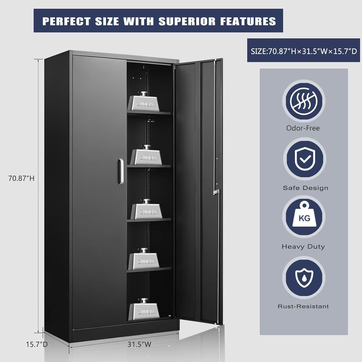 Metal Storage Cabinet With Adj - Home Office Kitchen recension och pris