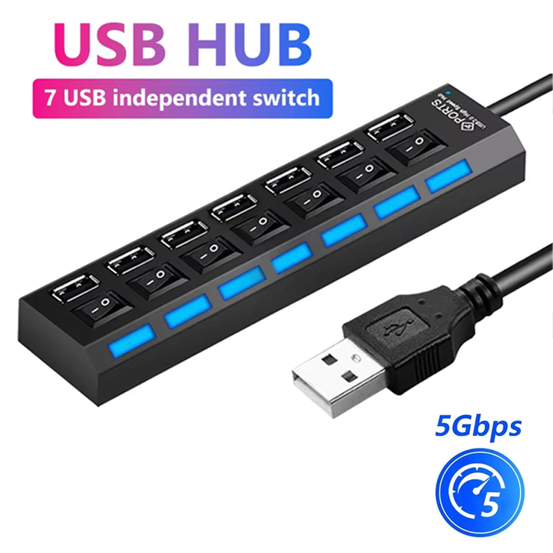 7 Port USB 2.0 Hub Splitter Fo - Home Office Programmer recension och pris