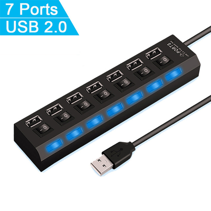 7 Port USB 2.0 Hub Splitter Fo - Home Office Programmer recension och pris